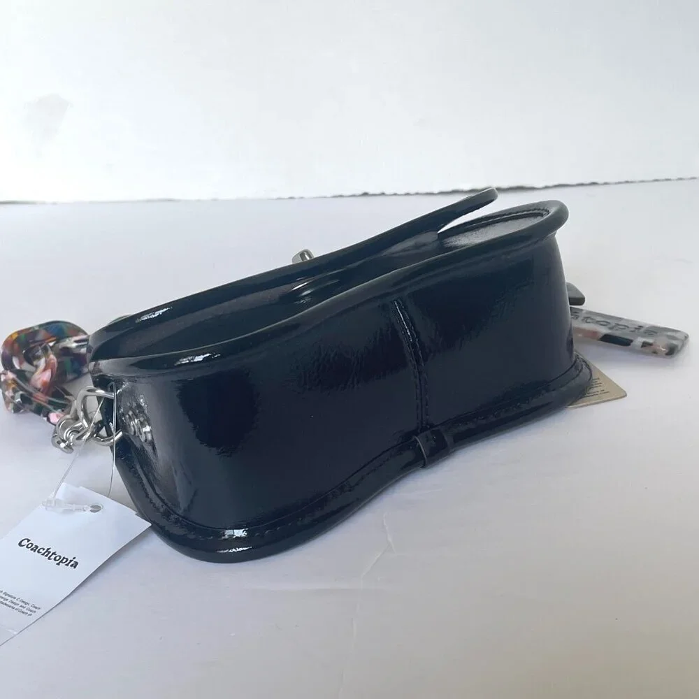 Coach Coachtopia Mini Wavy Dinky Bag CQ853 Black Patent Crossbody